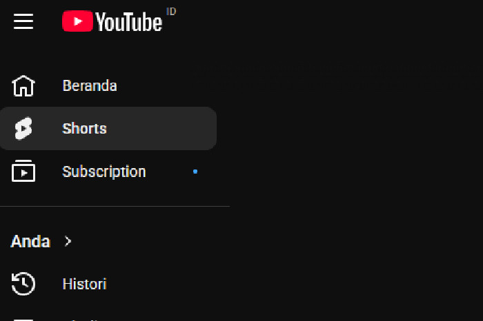 Menu Youtube Shorts (Posegi.id)